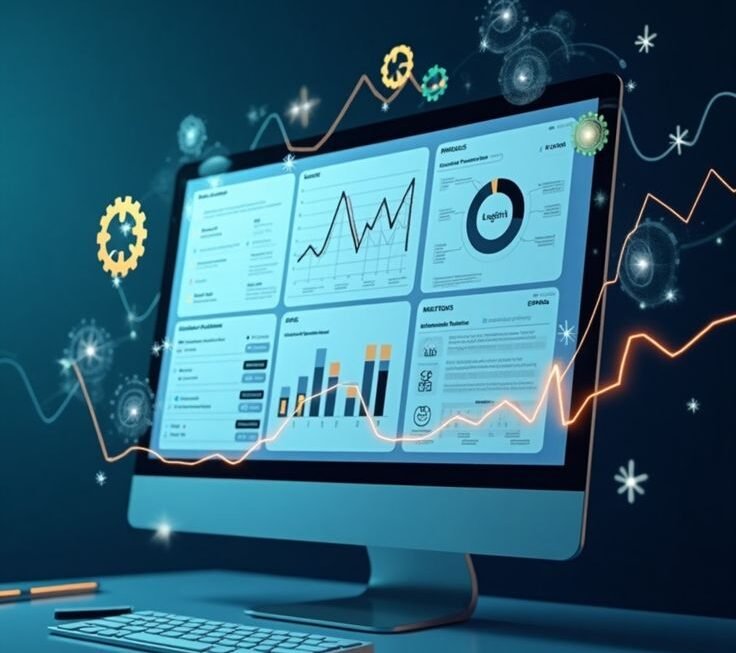 AI marketing analytics dashboard showing campaign performance and customer insights