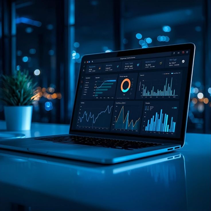: AI manufacturing solutions dashboard showing smart factory and production analytics