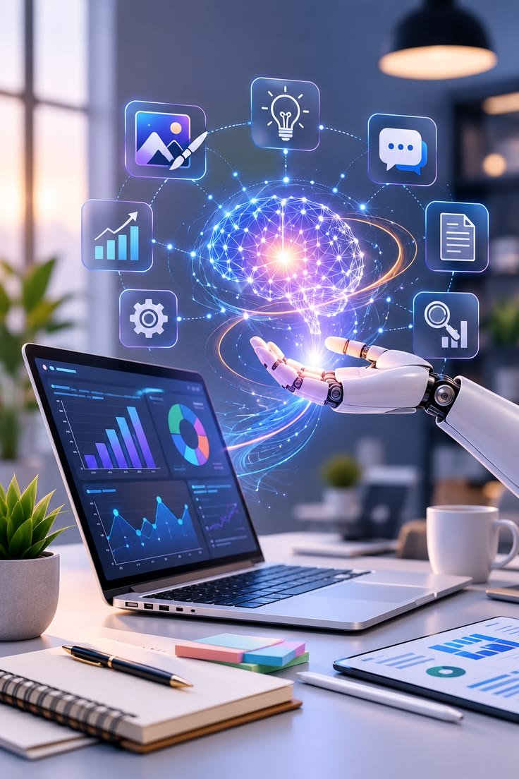 AI e-commerce solutions dashboard showing product recommendations and customer analytics